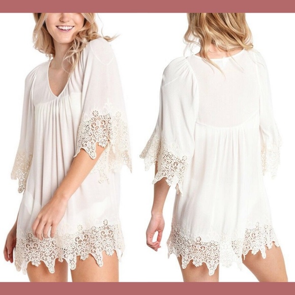 NWT $149 L Space Native Spring Crochet Knit Trim‎ Tunic Cover-Up [SZ XS ] - Picture 1 of 8